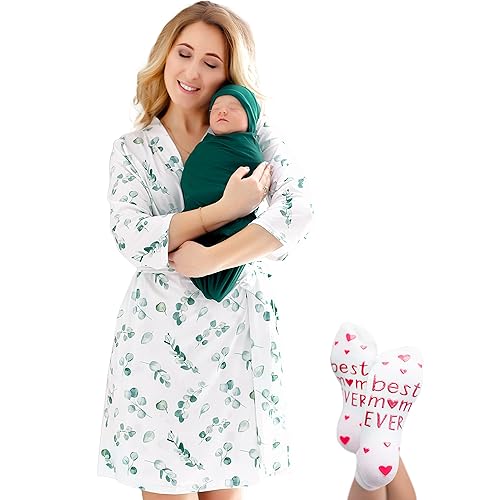 ECO BABY Mommy and Me Robe and Swaddle Set Maternity Robe and