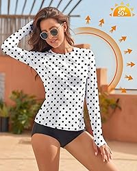 WOWENY Women Rash Guard Long Sleeve Swimsuit Top