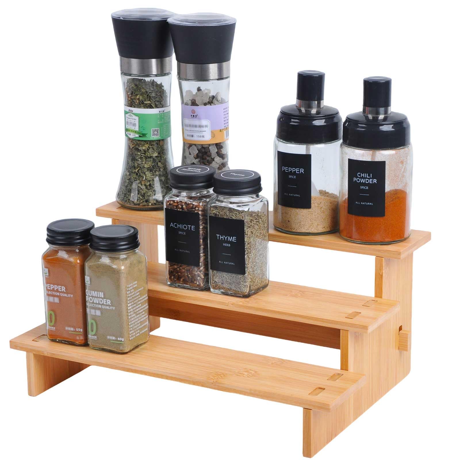 Photo 1 of JinDoWin 3 Tiered Spice Rack Organizer for Cabinet,Spice Organization for Cabinet, Seasoning Organizer,Spice Shelf and Spice Organizer for Cabinet,Pantry Organizers and Storage (1 Pack, Small)