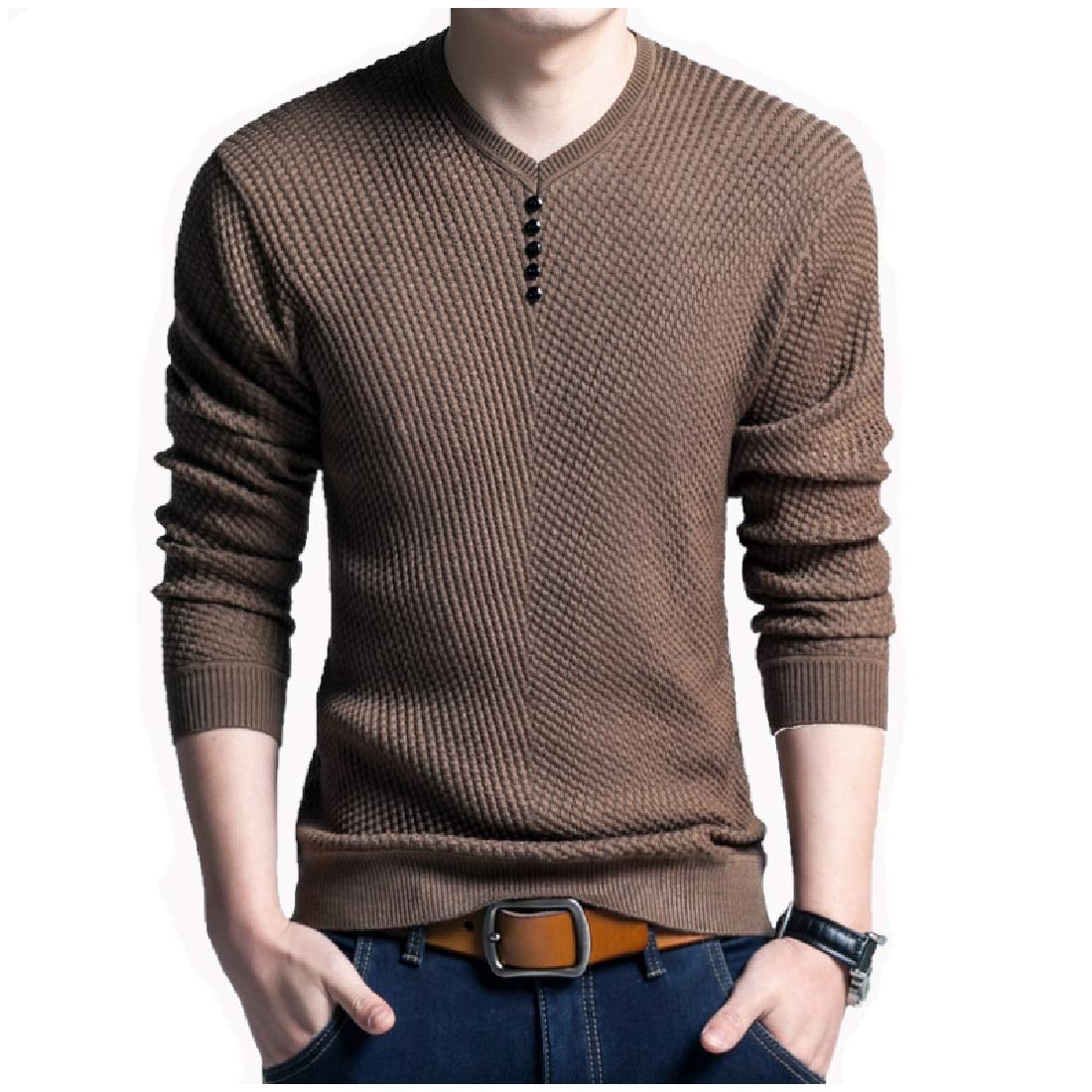 DressU Mens Long-Sleeve Comfy Knitwear 