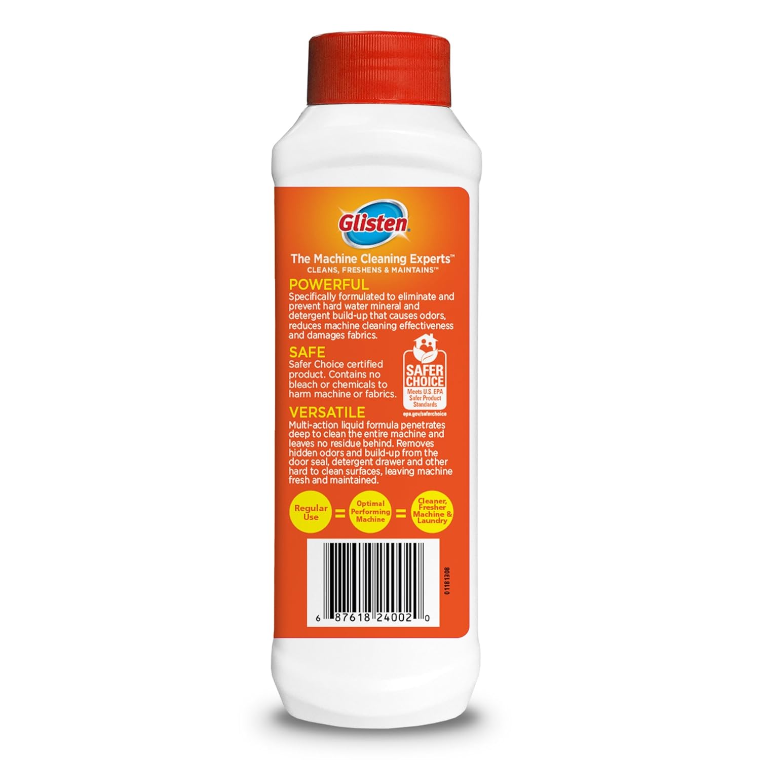 Glisten Washer Magic Machine Cleaner, Remove Odors and Buildup, Cleans Front Load & Top Load Washers, Safer Choice Winner, 12 Ounce: Industrial & Scientific
