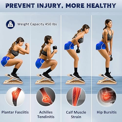 Portable Wooden Slant Board for Calf Stretching Squats Calf Stretcher  Pilates Physical Therapy Equipment Adjus