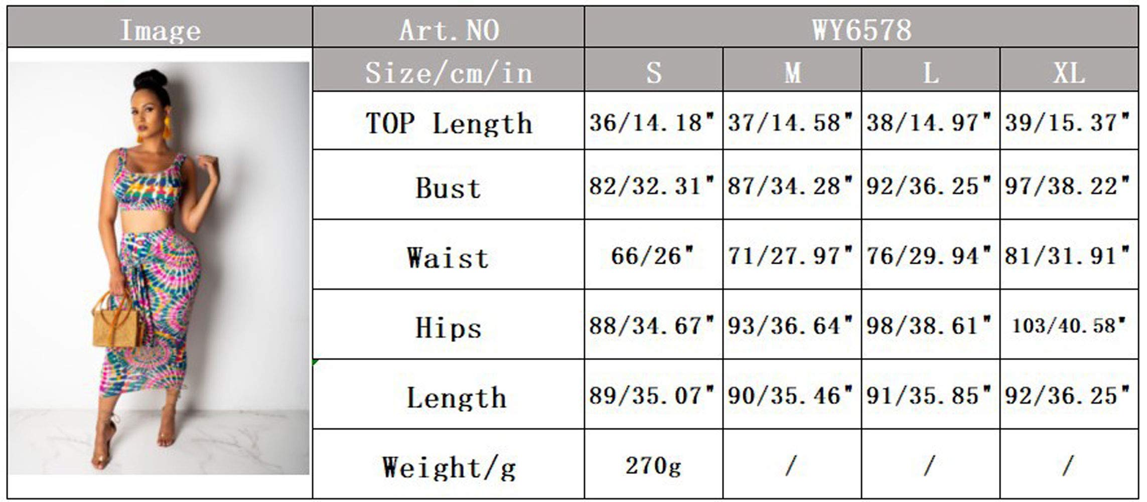 Womens 2 Piece Outfits Crop Top - Sexy Sleeveless Tie Dye Print Tank Bodycon Skirts Set Midi Dress