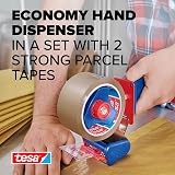 Tesa Packing Tape Set 2x Parcel Tape 66m x 50mm with Dispenser Transparent view 2