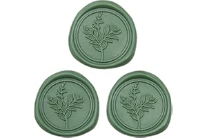 Uwilowe 60 Pcs Olive Green Wax Seal Stickers, Wedding Invitation Accessories Envelope Stickers - Peferct for Wedding Accessories, Gift Box Craft Wrapping, Christmas Cards Envelope Seals