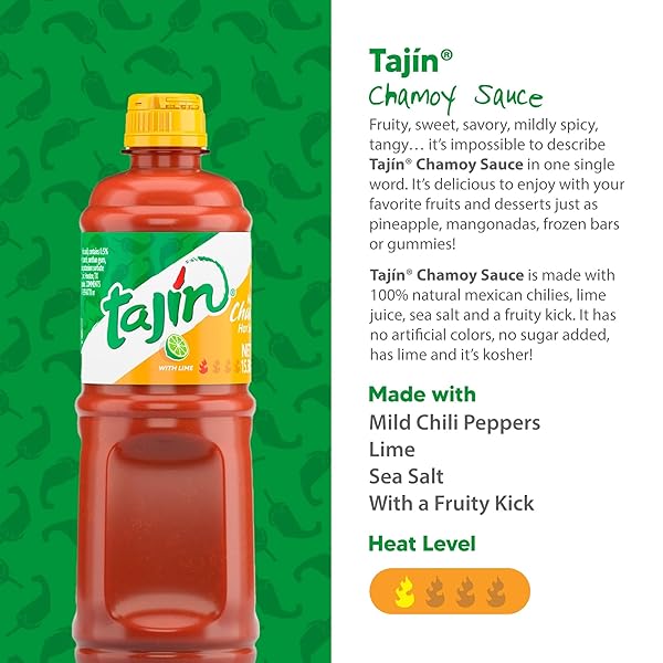 TAJÍN FRUITY CHAMOY SAUCE, SWEET & TANGY CHAMOY FOR FRUIT, CANDY, SNACKS, MANGONADAS & DRINKS, 15.38 OZ EACH (2 PACK)