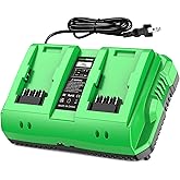 Amitself 40V Dual-Port Replacement for Greenworks Battery Charger,USB Port,Fits 29482 29252 20202 22262 29472 29462 40V G-MAX Power Tools