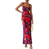 PRETTYGARDEN Women's Floral Bodycon Maxi Dress Summer Beach Sundress Sleeveless Spaghetti Strap Wedding Guest Dress
