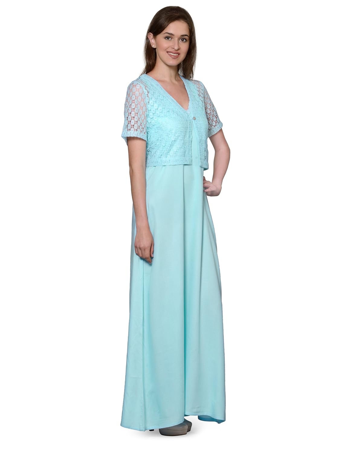 long maxi dress with shrug