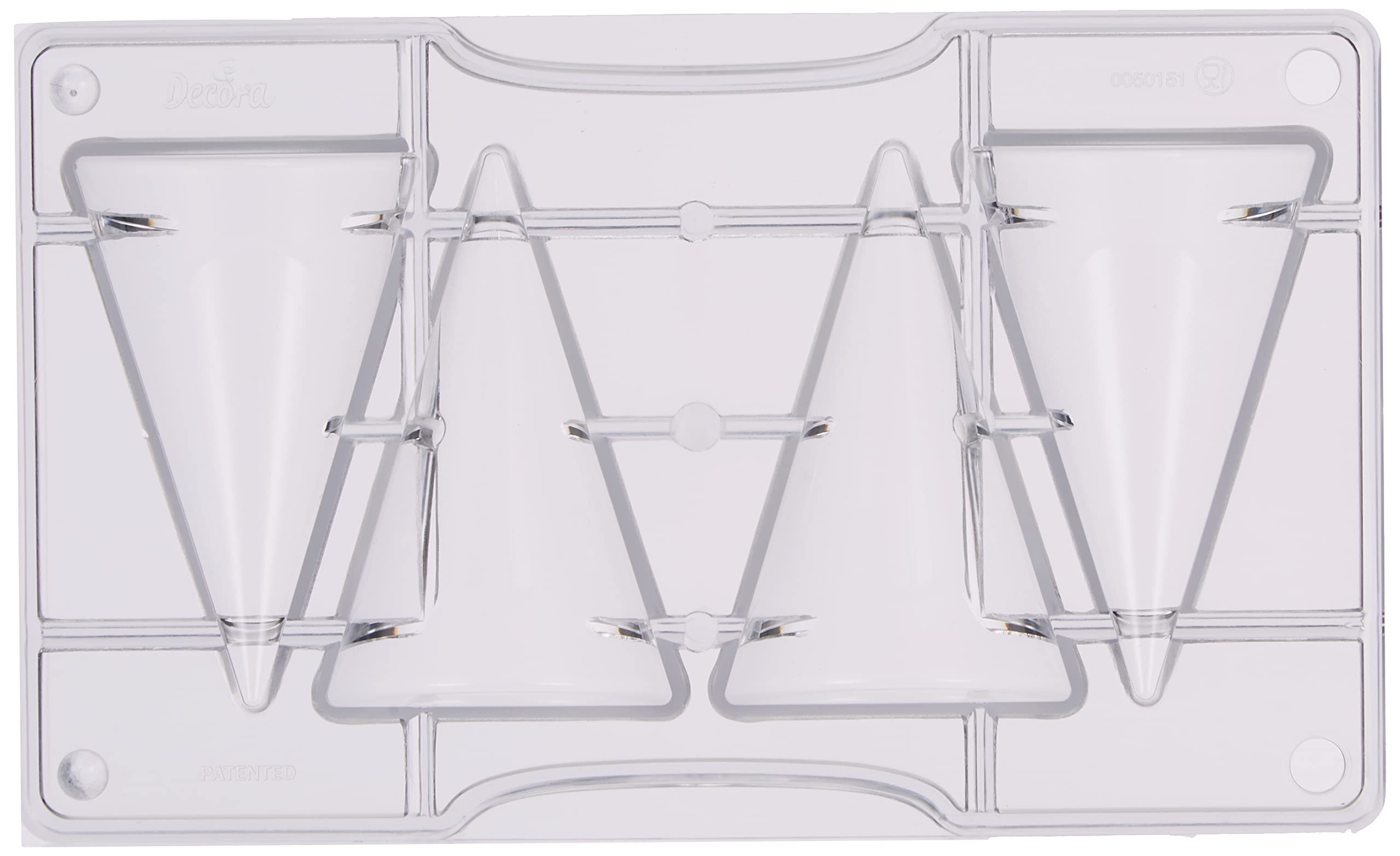 DECORA 0050151 Cone Chocolate Mould 4 CAV Ø 50 X 80 200 X 120 X 22 H MM, Policarbonato, Neutral