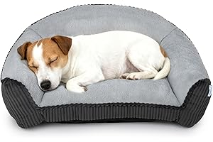 ZAKAPAWS Cat Couch for Puppy, Kitten, and Small Pets - Soft Faux Rabbit Fur Pet Sofa with Washable Removable Cover, Non-Slip Fuzzy Plush Cushion, 28"X23"x10"