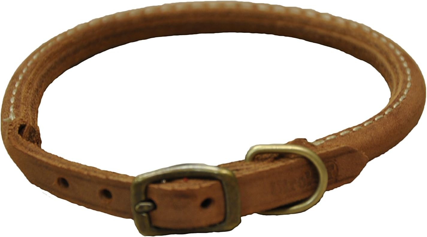 Circle T Rustic Leather Round Dog Collar, 3/8" x 12", Chocolate