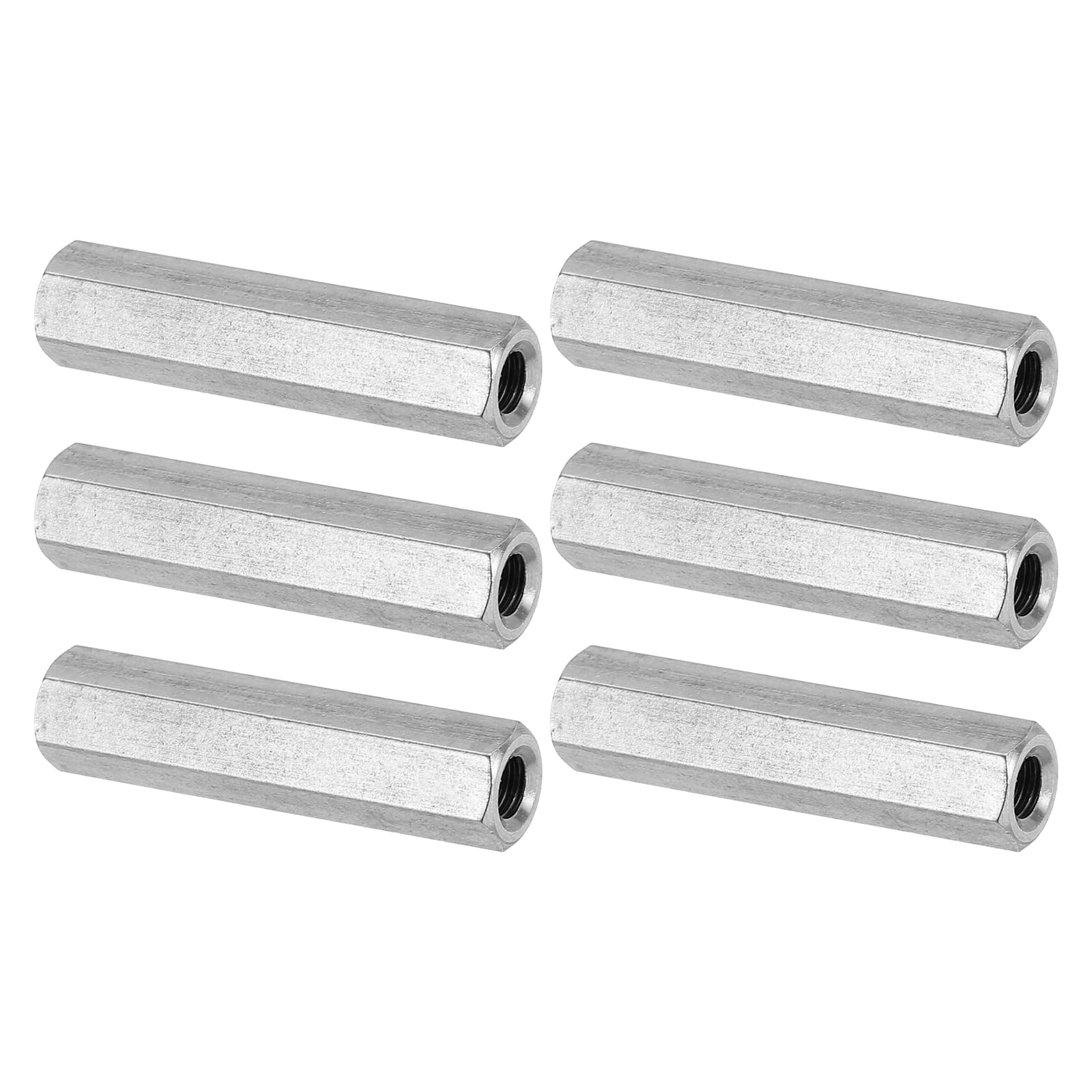 PATIKIL M6 x 1-Pitch 304 Stainless Steel Hex Coupling Nuts, 6Pcs 50mm/ 2" Length Coarse Fully Threaded Rod Coupling Nut Studding Connector Fasteners, Silver Tone — image 1