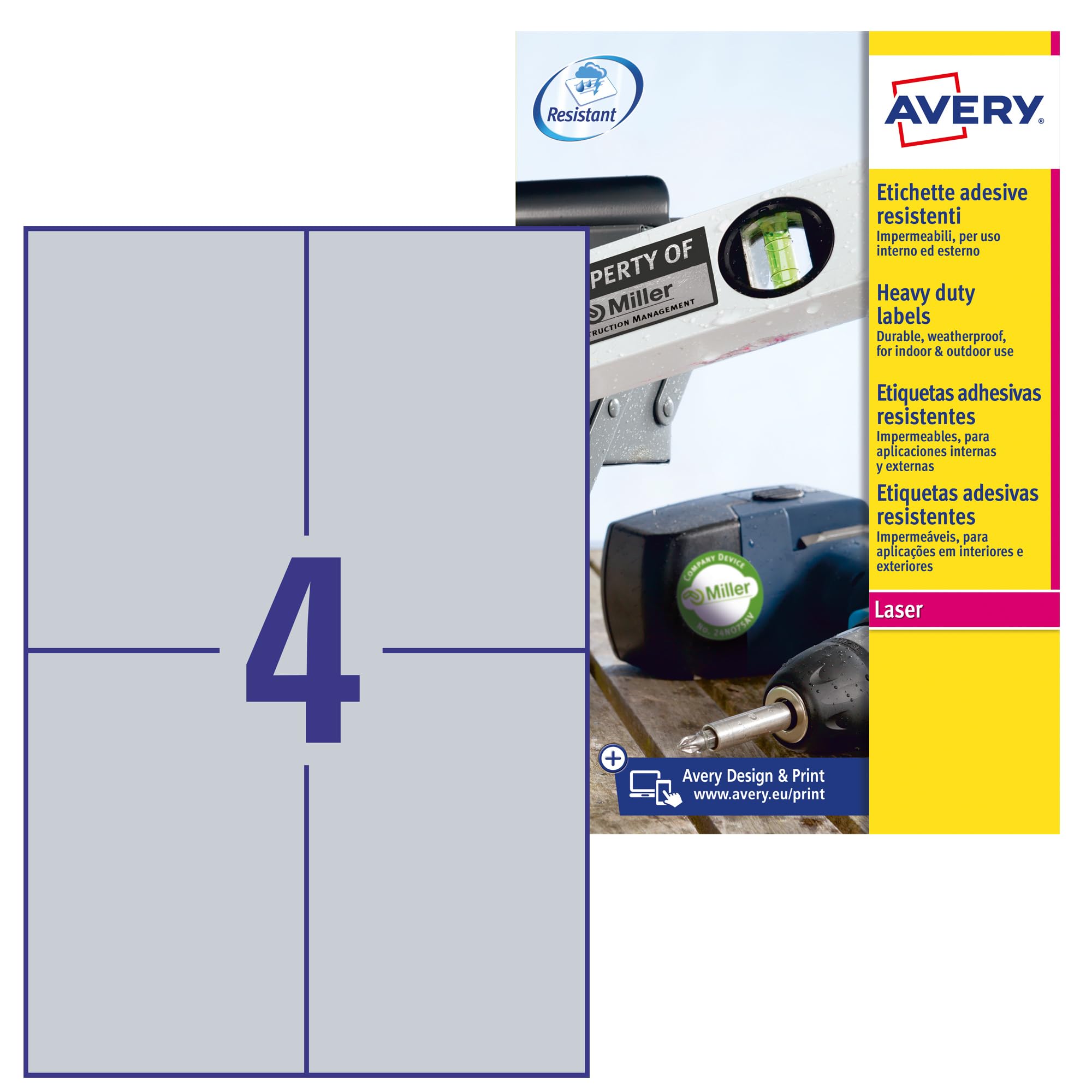 Avery Zweckform Etikett Nameplate 105x148 mm A4 L Silver 20Blatt 80ST