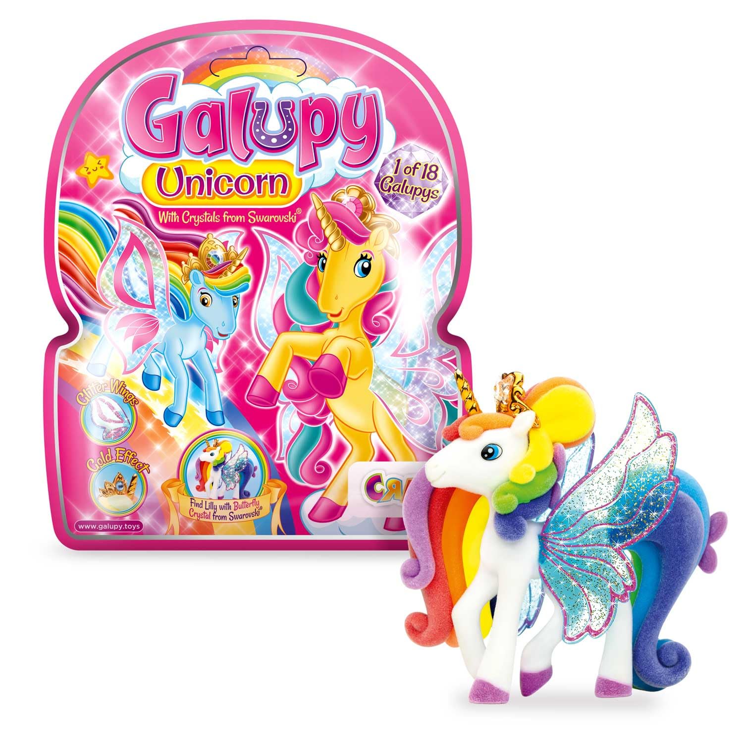 GALUPY Unicorn Toy for Girls – Sparkling Unicorn Figure with Glitter Wings and Swarovski Crystal – Enchanting Birthday Present for Kids Age 3+ Years — image 1