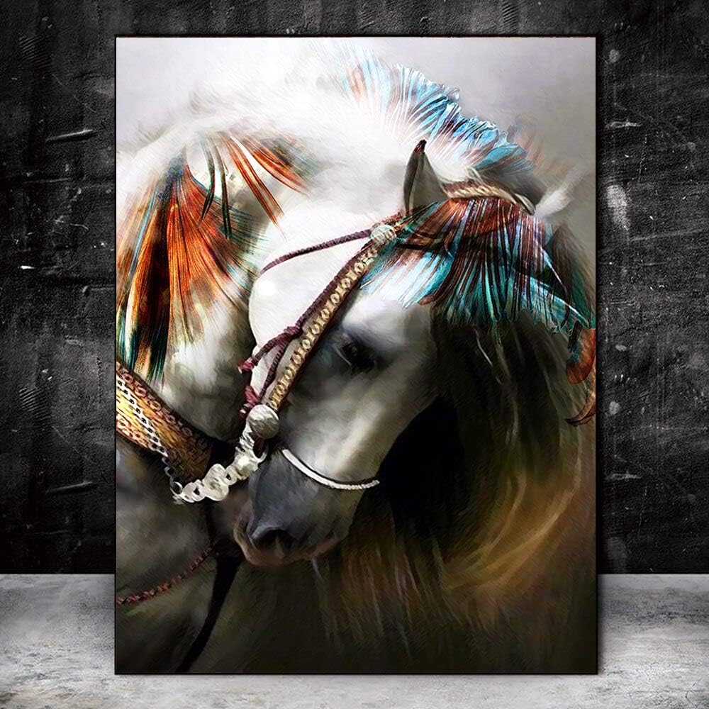 Abstract colorful graffiti art on canvas painting on canvas horse wall