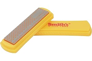 SMITH'S Smith’s 50447 4-Inch Diamond Sharpening Stone – Yellow – Plastic Cover Included – Fine 750 Grit – Lightweight & Compact – Sharpen Hooks, Knives & Tools