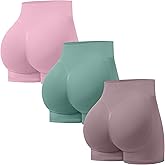 OVESPORT 3 Pack Seamless Women Workout Shorts Scrunch Butt Lifting Gym Booty Biker Shorts
