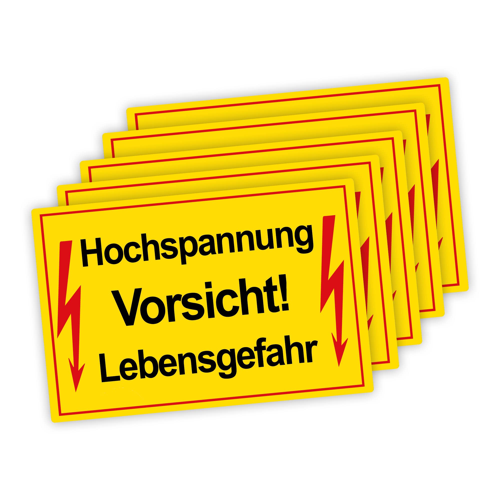 STROBO XXL Caution High Voltage Life Hazard Sign 30 x 40 cm Made of Sturdy PVC Hard Foam Board 5 mm with UV Protection Pack of 5