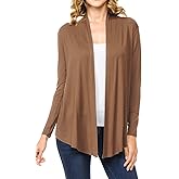 MINEFREE Women's Long Sleeve Open Front Drape Lightweight Knit Cardigan (S-3XL)