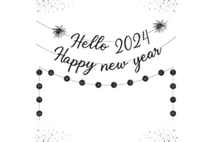 IMISHM Glitter Black Happy New Year Banner New Years Eve Banner 2024 Happy New Year Sign New Years Eve Party Supplies 2024 New Year Decorations