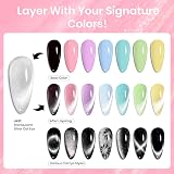 Beetles Gel Polish Jelly Cat Eye Glitter Pink Nude Beige Set with Magnet view 5