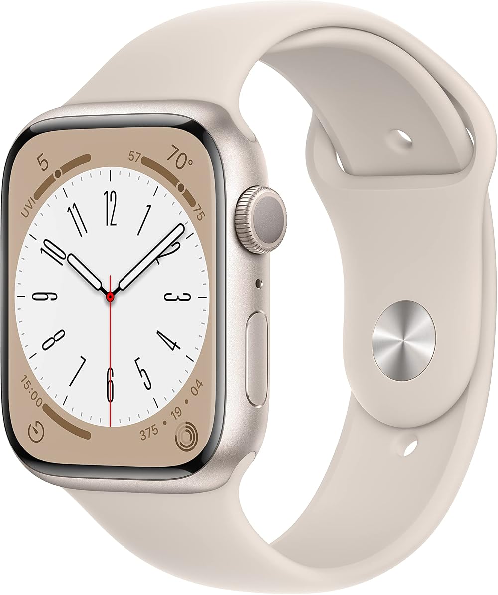 Apple Watch Series 8 GPS 45mm Starlight Aluminium Starlight Sport Band Renewed
