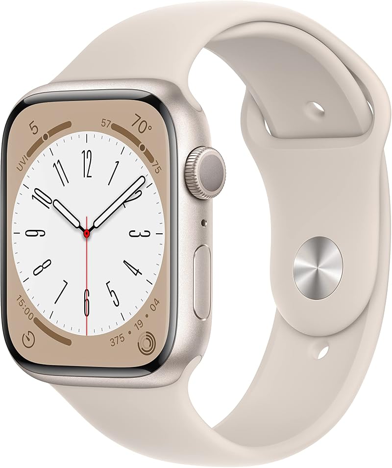 Apple Watch Series 8 GPS 45mm Starlight Aluminium Starlight Sport Band Renewed