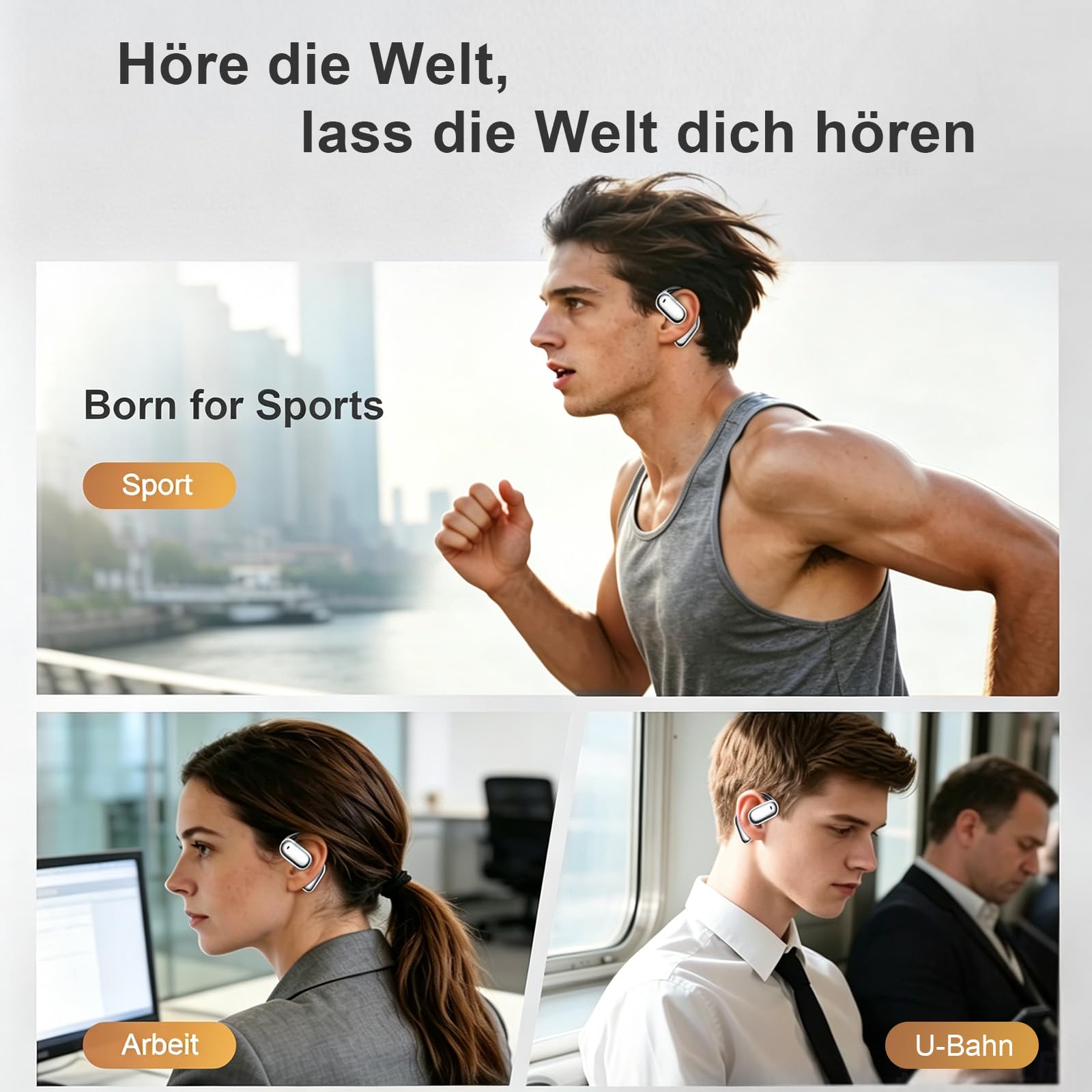 EUQQ Open Ear Kopfhörer Bluetooth 6.1 KI 50 Std Sport Kopfhörer für Laufen 4