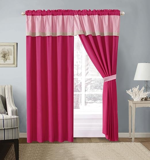 Amazon Com Grand Linen 4 Piece Hot Pink Pink Grey Color Block