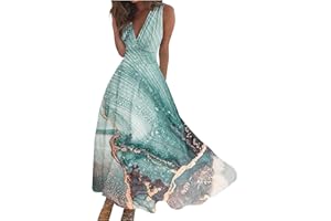 FZYLQY Dresses for Women 2024, Women's Casual Long Dress Floral A Line Dress Fashion Beach Dress Hawaii Boho Print Sundresses