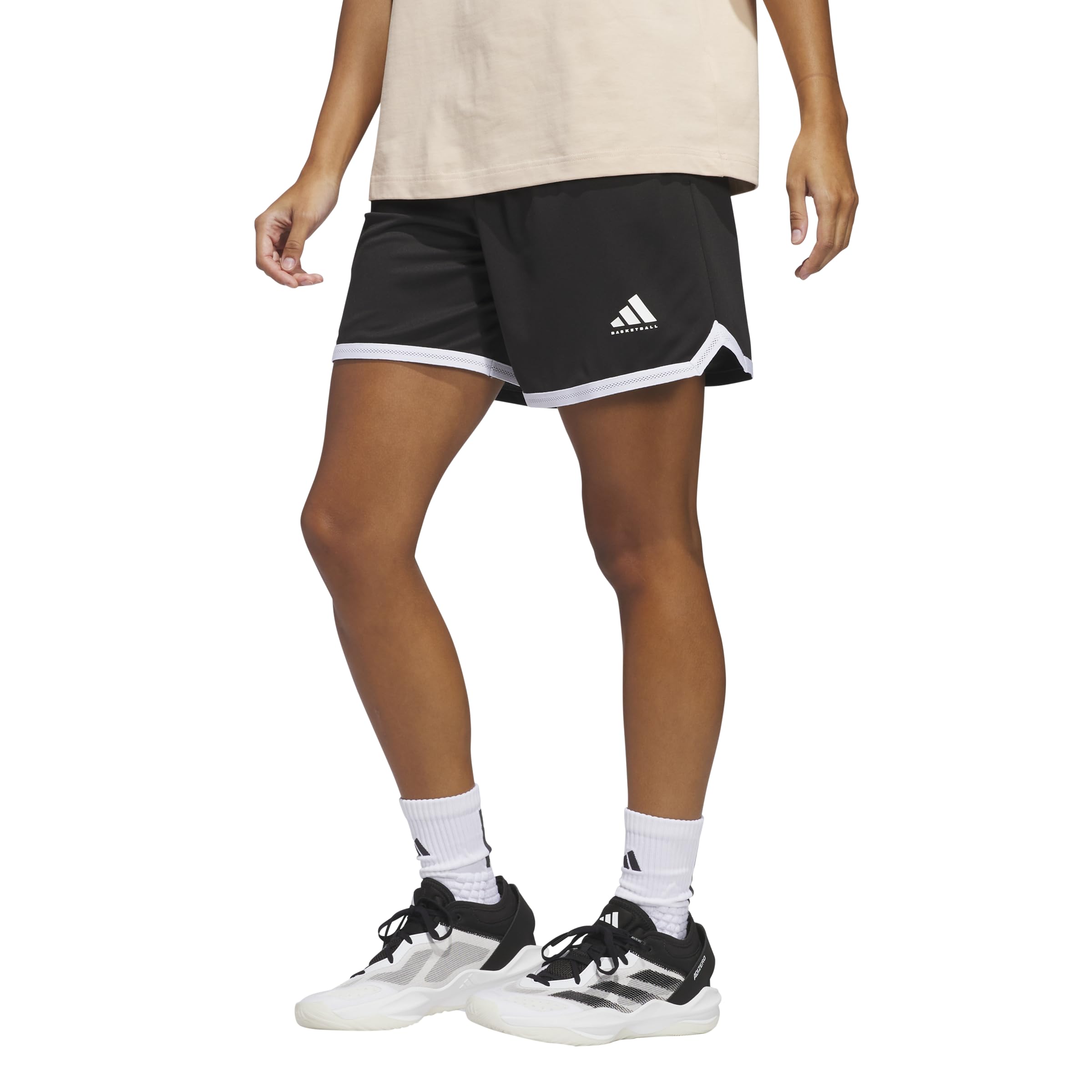 Photo 1 of LARGE- adidas Women's Select Mesh Basketball Shorts, Black/White