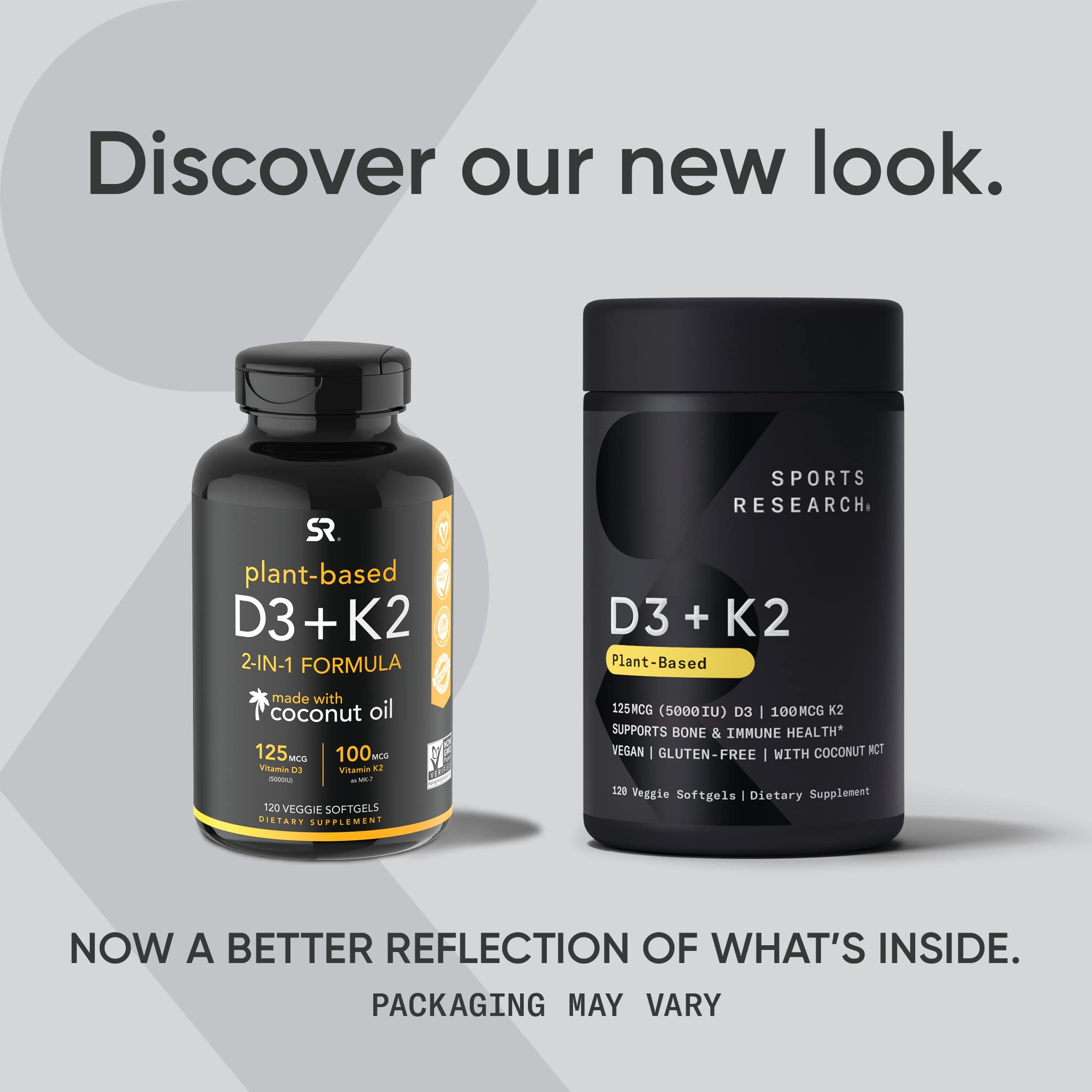 Sports Research Vitamin D3 + K2 with 5000iu of Plant-Based D3 & 100mcg ...