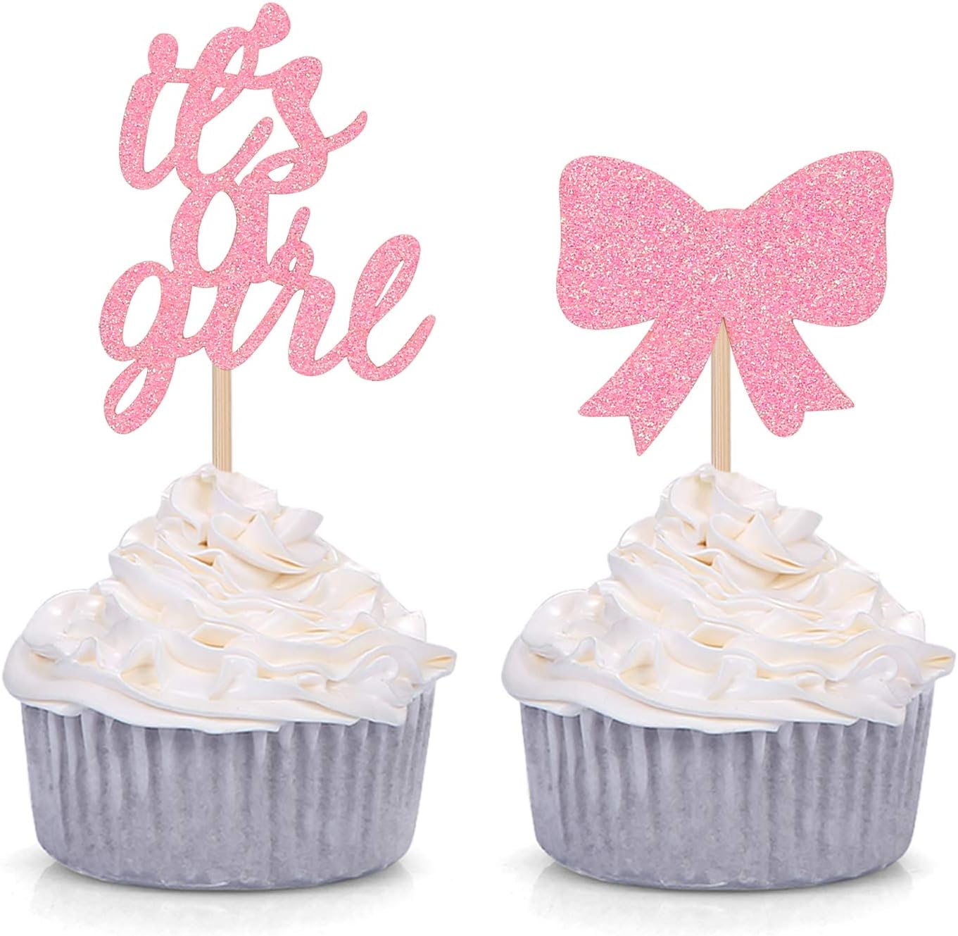 24 Counts It's A Girl Cupcake Toppers Baby Girl Shower Party Decorations