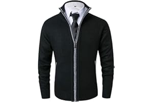 Vcansion Men's Classic Cardigan Sweaters Stand Collar Slim Fit Casual Knitted Sweater