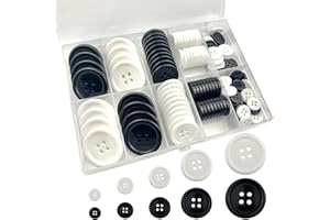 SEWPASAM 160 PCS (Black and White) Craft Buttons, Resin Buttons in 5 Sizes 2/5", 1/2", 3/5", 4/5" and 1" for Shirts, Suits and Other Garment Sewing Buttons and DIY Craft Projects