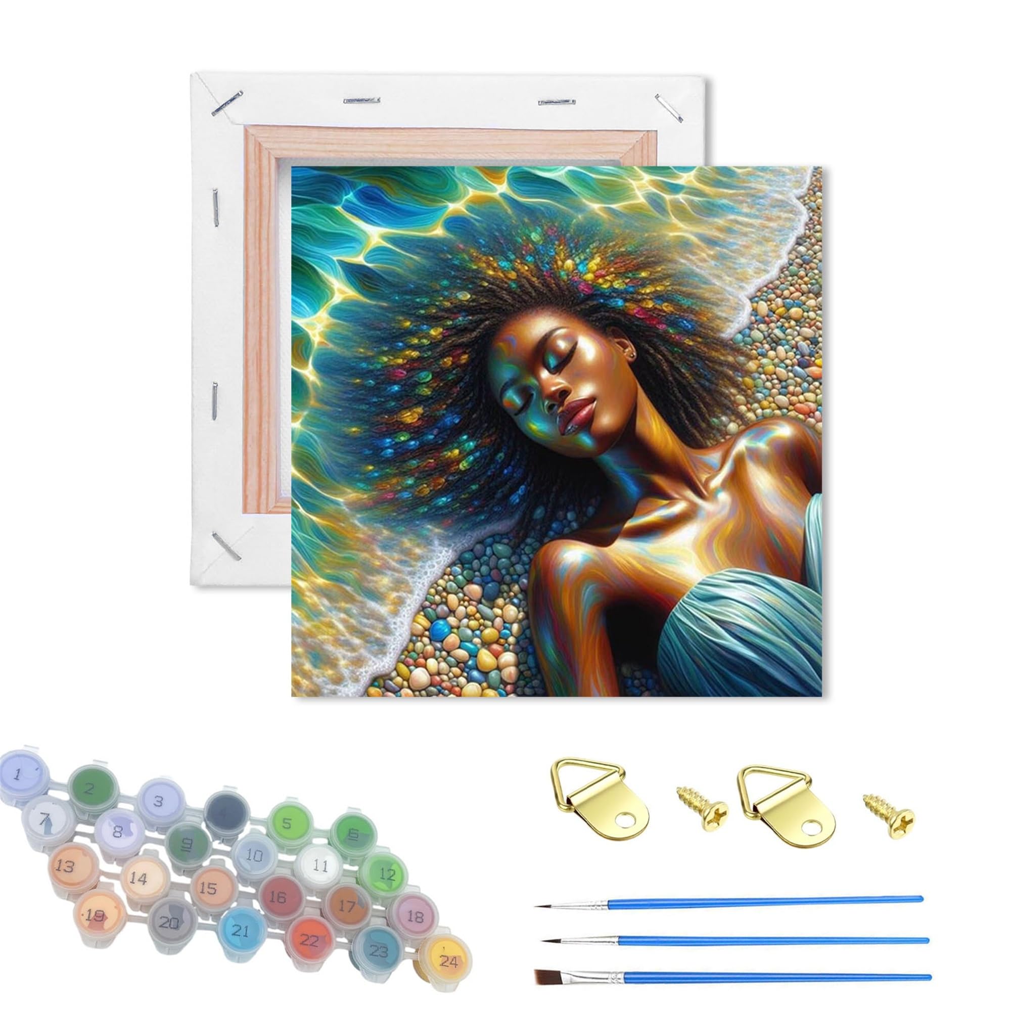 WUJIEJ Wooden Framed Paint by Numbers Kits for Adults,DIY Painting Kit on Canvas, Color by Numbers Acrylic,Adult Paint by Number for Wall Decor and Gifts (Woman)