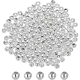 uxcell 200pcs Spacer Beads, 2mm Round Filled Spacer Beads, Seamless Smooth Brass Loose Beads for Bracelets Necklaces Earrings Crafts Bulk Supplies, White Gold