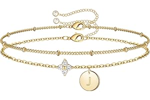 M MOOHAM Christmas Gifts for Teens Women Bracelets - Dainty Four Leaf Clover Bracelet for Women Trendy Initial Bracelet for Teen Girls Jewelry Birthday Gifts Stocking Stuffers for Teen Girls