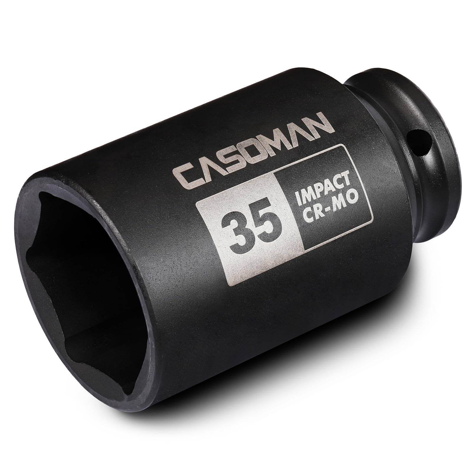 CASOMAN 1/2" Drive x 35 mm Deep 6 PT Impact Socket, CR-MO, 1/2-inch Drive 6 Point Axle Nut Socket for Easy Removal of Axle Shaft Nuts (35MM) — image 1