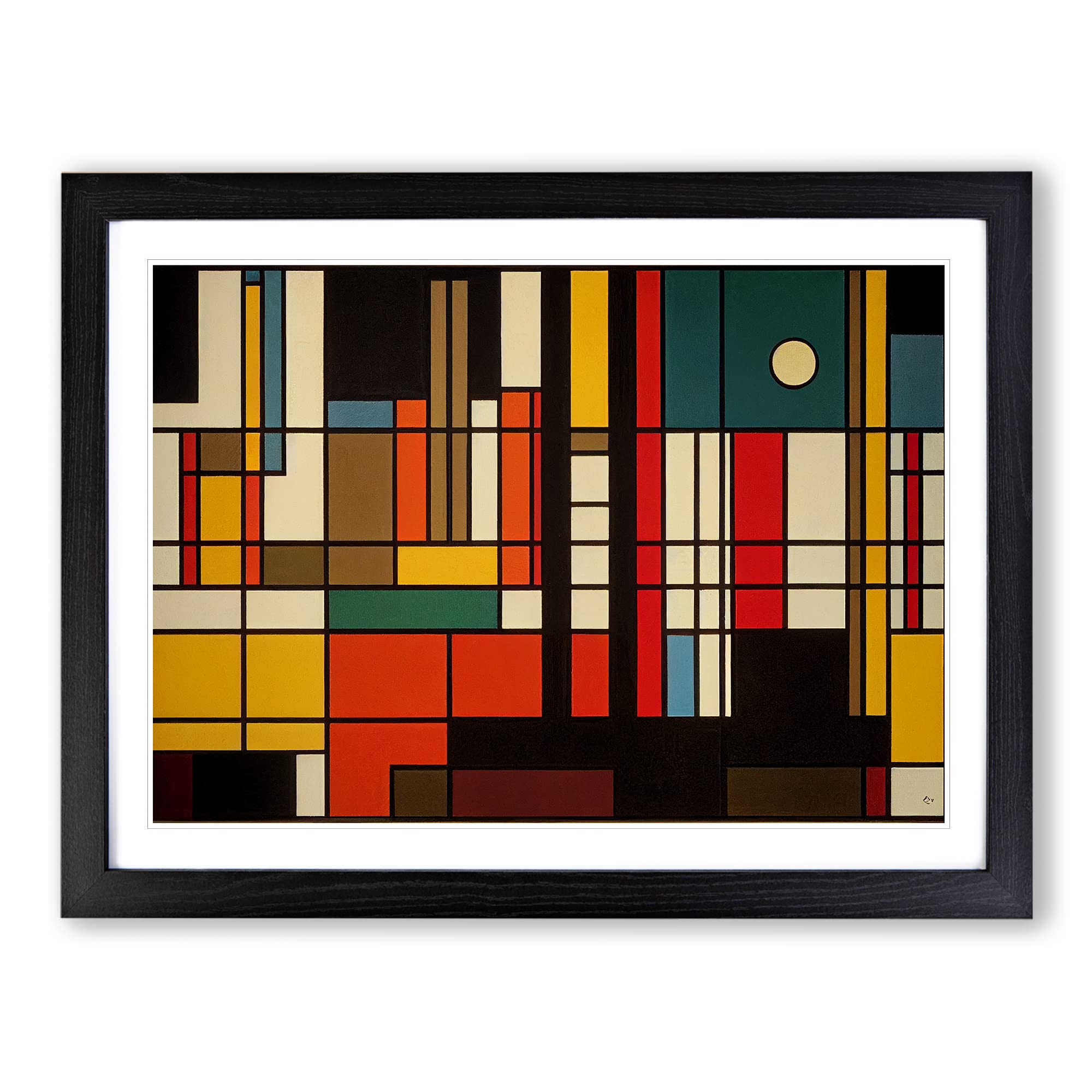 Bauhaus Modern Abstract Art Framed Print | A3 Black Framed Wall Art | Ready to Hang | Abstract Fantasy Picture | Living Room Bedroom Lounge Office