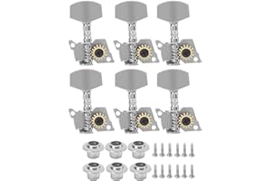Silver Locking Tuning Pegs Keys, Silver Vintage Open Gear Guitar Tuning Pegs with Large Square Knobs Replacement Guitar Locki