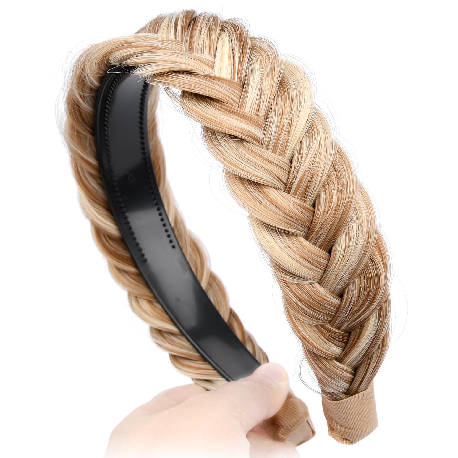 BOBIYA Wide Braided Headband with Teeth Braid Headbands With Teeth for Women Braided Hair Headbands with Tooth (Sandy Blonde) — image 1