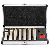 OSCARBIDE 5/8" Shank Nickel Plated 7-Piece Indexable Lathe Tool Holder Set | Turning/Grooving/Threading/Cut-Off | Heavy-Duty CNC Tools | TiN Coated Carbide Inserts | Rigid Steel Body | Durable &amp; Precise