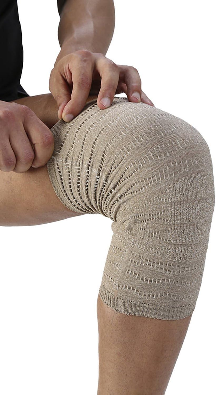 Novicura Electromagnetic Therapy Knee Support - Set of 2 Tubular Support Bandages - Size: Large - for Treatment of Pain Management, Inflammation, Oedema, Sports Therapy and rheumatology ailments.