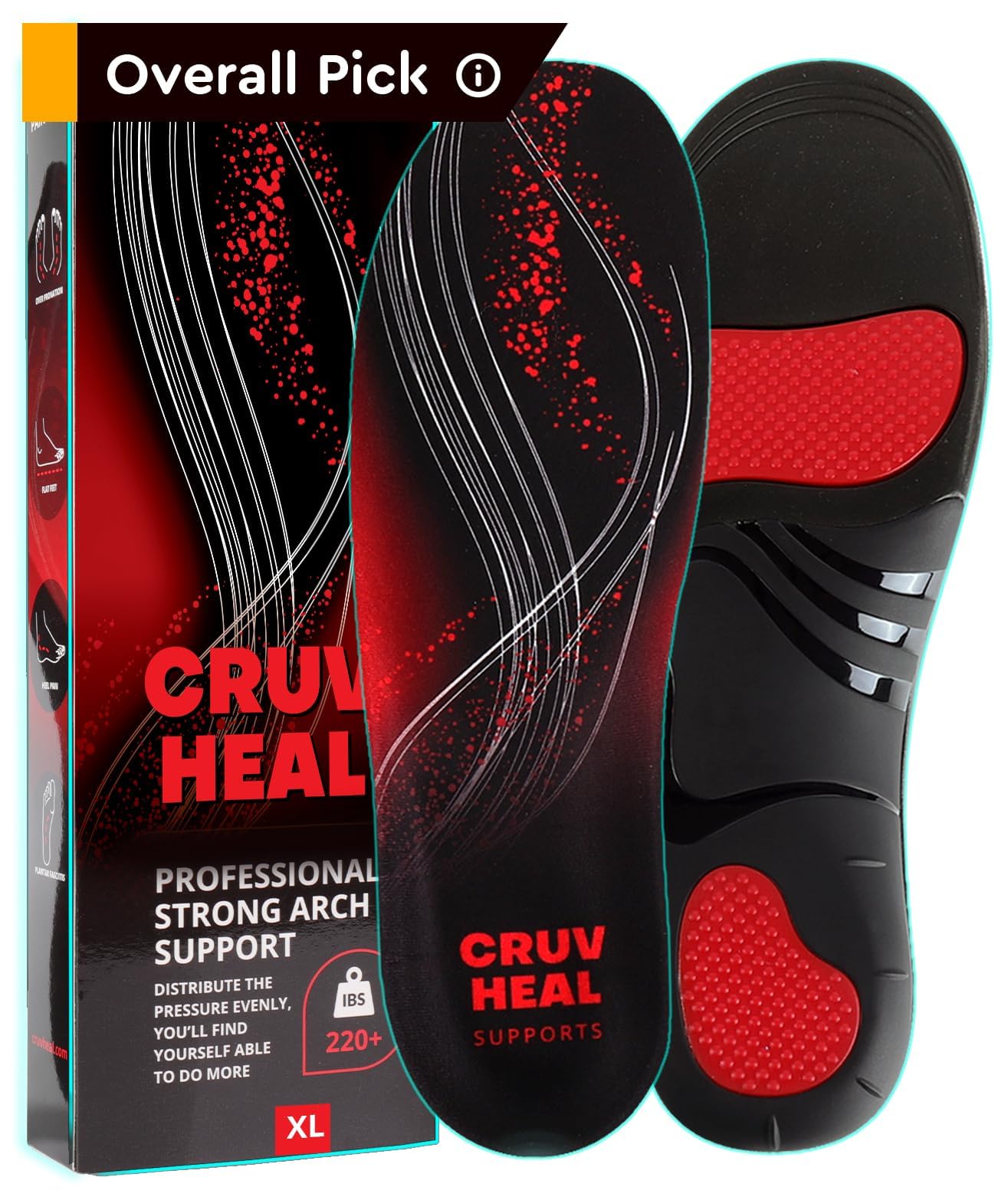Mua (Pro Grade) 220+ lbs Plantar Fasciitis High Arch Support Insoles