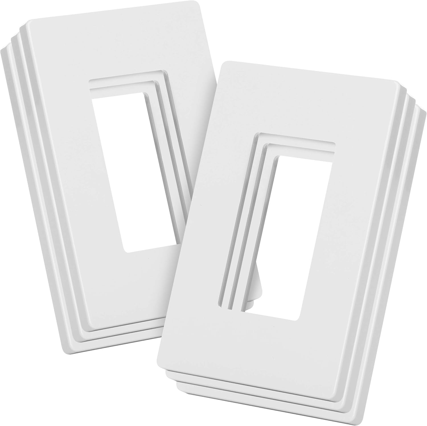 Bates- Screwless Decorator Wall Plates, Switch Plate Covers, 6 Pack, Screwless Wall Plates 1 Gang, White Switch Plate Covers, Switch Cover Plate, Wall Switch Cover, Electrical Outlet Cover Plate - - 