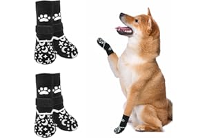 BEAUTYZOO Dog Socks to Prevent Licking Paws, Reflective Dog Socks for Hardwood Floors Anti Slip, Dog Shoes for Hot Pavement- Anti Twist Thick Grip-Small Medium Large Senior Dog Boots & Paw Protectors