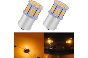 LEDYOTRY 1156 LED Bulb Amber 12V-24V Super Bright Low Power 7506 1141 BA15S P21W 1003 LED Bulb for Turn Signal Blinker Lights, Tail Light and Brake Lights, Pack of 2