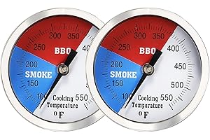 Solimeta 2 Inch Barbecue Thermometer, BBQ Smoker, Grill Thermometer, Smoke Temperature Gauge, Stainless Steel Temp Gauge, 2 P